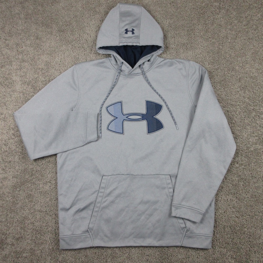 Under Armour Sweater Mens XL Gray ColdGear Fleece Pullover Hoodie Sweatshirt
